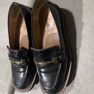 Sam Edelman Black Leather Loafers with Gold Hardware